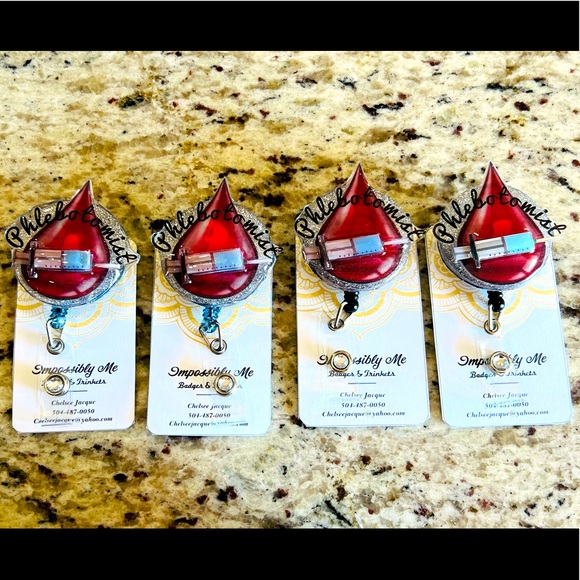 Phlebotomist badge reel, badge pull. Customized. - Picture 2 of 5